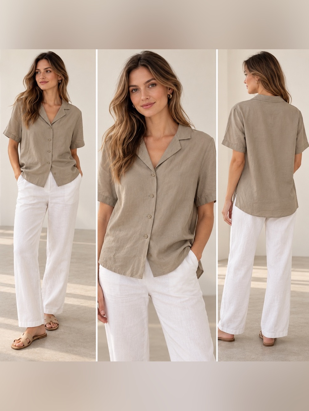 UNIQLO Linen Blend Short Sleeve Button-Up Shirt – Small